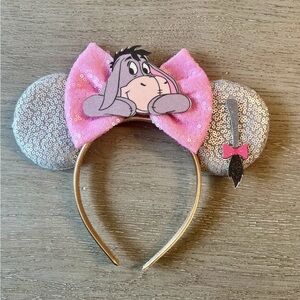 Pink and Silver Eeyore Mouse Ears Headband